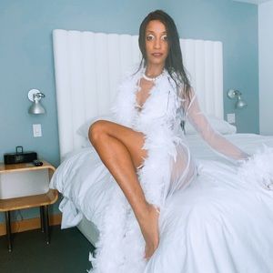 White sheer feather robe